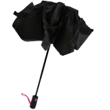 iX-brella Sturmschirm Voll-Fiberglas Taschenschirm groß 106 cm - mit farbigen Speichen - schwarz-pink