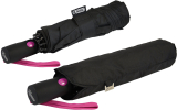 iX-brella Sturmschirm Voll-Fiberglas Taschenschirm groß 106 cm - mit farbigen Speichen - schwarz-pink