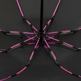 iX-brella Sturmschirm Voll-Fiberglas Taschenschirm groß 106 cm - mit farbigen Speichen - schwarz-pink