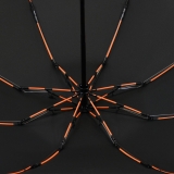 iX-brella Sturmschirm Voll-Fiberglas Taschenschirm groß 106 cm - mit farbigen Speichen - schwarz-orange
