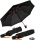 iX-brella Sturmschirm Voll-Fiberglas Taschenschirm groß 106 cm - mit farbigen Speichen - schwarz-orange