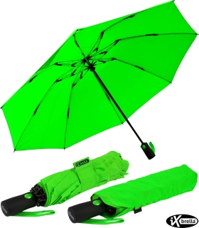 iX-brella Sturmschirm Voll-Fiberglas Taschenschirm groß 106 cm - mit farbigen Speichen - neon-grün