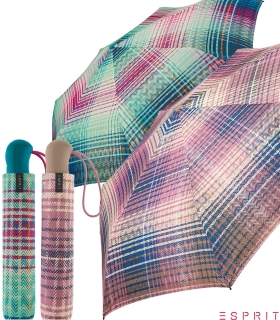 Esprit Taschenschirm Easymatic Light Auf-Zu Automatik Cosy Checks