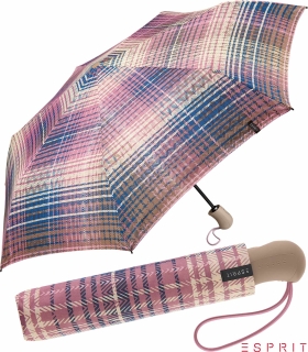 Esprit Taschenschirm Easymatic Light Auf-Zu Automatik Cosy Checks - dusky orchid