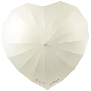 iX-brella Hochzeitsschirm Brautschirm Wedding Heart - personalisiert mit Name - filigranes Herz klein - cream