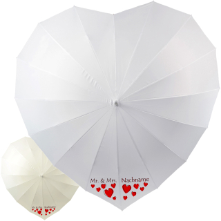 iX-brella Hochzeitsschirm Brautschirm Wedding Heart - personalisiert mit Name - viele Herzen