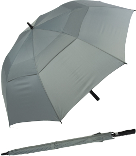 Falcone® stabiler XXL Fiberglas Automatik Regenschirm mit Ventilationsbezug - grau