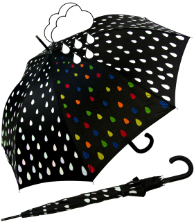 iX-brella Fiberglas Stockschirm Automatik Wetprint - Farbwechsel bei Nässe - Raindrops