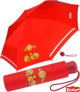 Scout Kinder-Taschenschirm mit reflektierenden Streifen Emoji - red