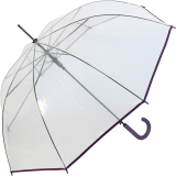 Regenschirm durchsichtig transparent mit Einfassband lila