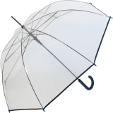 Regenschirm durchsichtig transparent mit Einfassband navy