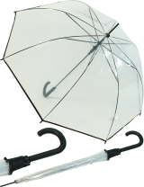 Regenschirm durchsichtig transparent mit Einfassband schwarz