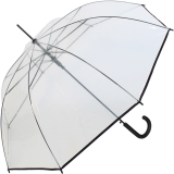 Regenschirm durchsichtig transparent mit Einfassband schwarz