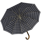 iX-brella Herren-Stockschirm High Quality mit Automatik und Echtholz-Rundhakengriff - check blue