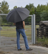 iX-brella Herren-Stockschirm High Quality mit Automatik und Echtholz-Rundhakengriff - check black