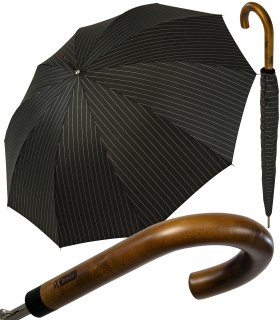 iX-brella Herren-Stockschirm High Quality mit Automatik und Echtholz-Rundhakengriff - pinstripe