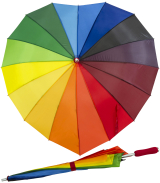Regenschirm 16-teilig in Herzform - Regenbogen
