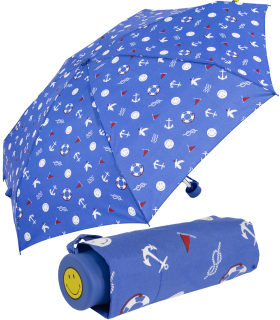 Super Mini Taschenschirm Smiley World maritim - blau