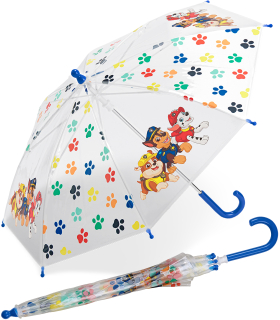 Kinder-Stockschirm transparent Paw Patrol Pfoten - blau
