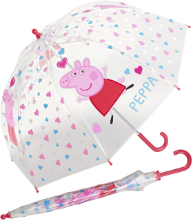 Kinder-Glockenschirm transparent Peppa Pig - Herzen