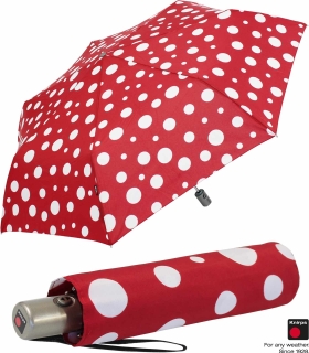Knirps Taschenschirm Slim Duomatic Auf-Zu-Automatik Dots - rot