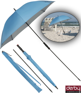 Derby Strandschirm XXL Regenschirm und Sonnenschirm mit UV-Schutz - blau