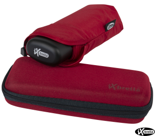 iX-brella Super-Mini-Taschenschirm - winziger Regenschirm im Etui dunkelrot