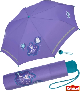 Scout Kinder-Taschenschirm mit reflektierendem Streifen Purple Magic