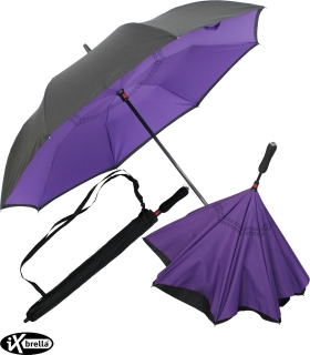 iX-brella Reverse - Automatik Regenschirm umgekehrt - umgedreht zu öffnen - schwarz-berry