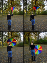 iX-brella Reverse - Automatik Regenschirm umgekehrt - umgedreht zu öffnen - Regenbogen