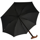 iX-brella Stützschirm mit Holzgriff - höhenverstellbar extra stabil - Nadelstreifen schwarz