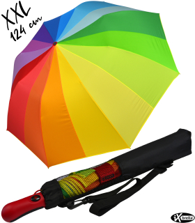 iX-brella XXL 124cm Fiberglas Golf-Taschenschirm mit Automatik - rainbow