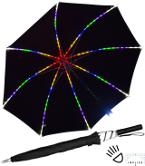 Falcone® LED Safety Reflex Regenschirm mit leuchtenden Speichen, Taschenlampengriff und Automatik