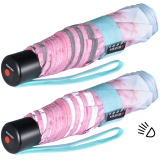 Knirps Kinder-Taschenschirm 4Kids reflective mit Reflexborte - Unicorn - türkis-rosa