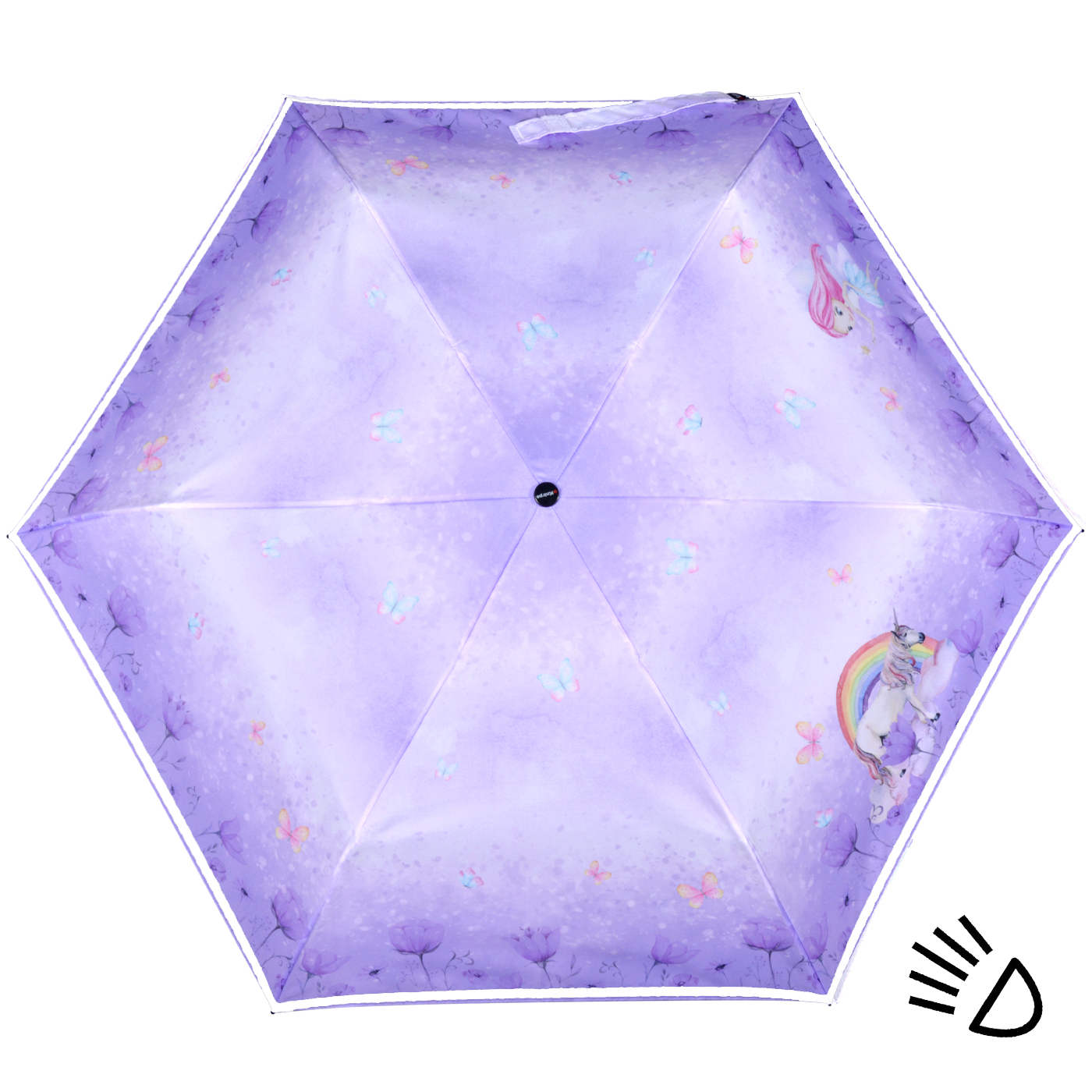 Knirps Kinder-Taschenschirm 4Kids reflective mit Reflexborte - Unicorn - lila