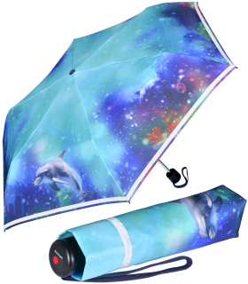 Knirps Kinder-Taschenschirm 4Kids reflective mit Reflexborte - Dolphin