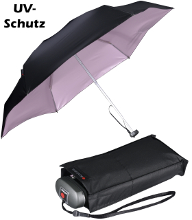 Knirps mini Taschenschirm Travel mit UV- und Hitze-Schutz - black - rose coating