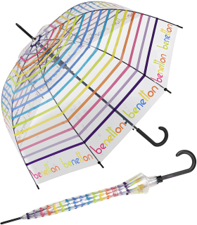 Benetton Glockenschirm transparent Automatik - Signature Stripe