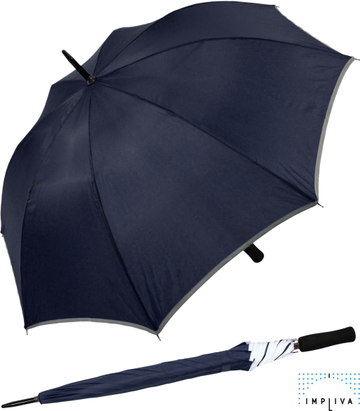 Falcone® Reflex Regenschirm Fiberglas mit reflektierendem Einfassband - navy
