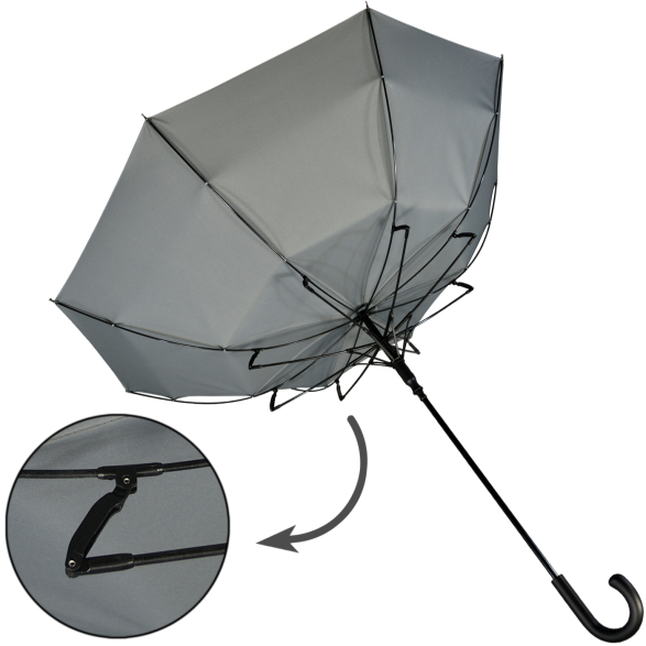 iX-brella überschlagfähiger Fiberglas Stockschirm mit Automatik - windproof - "full reflective edition"