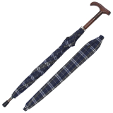 iX-brella Stützschirm mit Holzgriff - höhenverstellbar extra stabil - Karo blau
