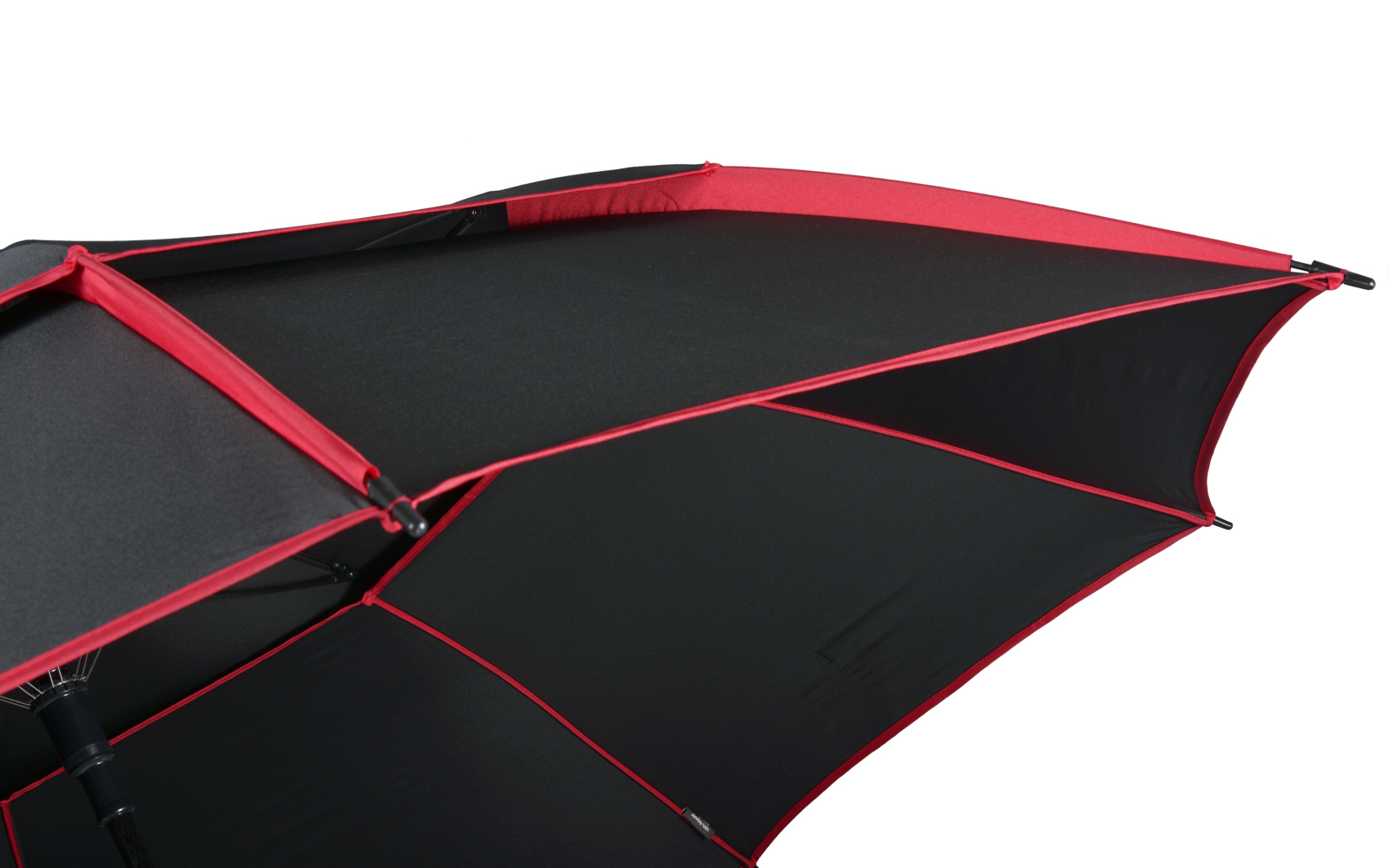 iX-brella 146 cm XXXL Fiber-Golfschirm Automatik doppeltes Dach mit Ventilationsbezug - schwarz-rot