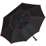 iX-brella 146 cm XXXL Fiber-Golfschirm Automatik doppeltes Dach mit Ventilationsbezug - schwarz-rot