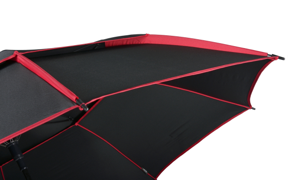 iX-brella 146 cm XXXL Fiber-Golfschirm Automatik doppeltes Dach mit Ventilationsbezug - schwarz-rot