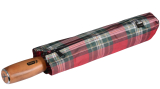 iX-brella - Herrenschirm XXL 121 cm mit echtem Holz-Stabgriff und Auf-Zu-Automatik - check red
