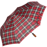 iX-brella - Herrenschirm XXL 121 cm mit echtem Holz-Stabgriff und Auf-Zu-Automatik - check red