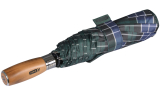 iX-brella - Herrenschirm XXL 121 cm mit echtem Holz-Stabgriff und Auf-Zu-Automatik - check blue-green