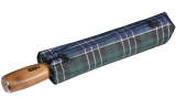 iX-brella - Herrenschirm XXL 121 cm mit echtem Holz-Stabgriff und Auf-Zu-Automatik - check blue-green