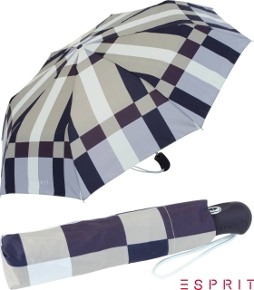 Esprit Taschenschirm Easymatic Light mit Auf-Zu Automatik Longcheck grey-blue