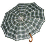 iX-brella Herren-Stockschirm High Quality mit Automatik und Echtholz-Rundhakengriff - check green